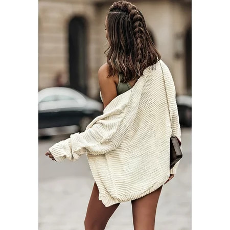 GCKG Women s White Chunky Wide Long Sleeve Knit Cardigan (US 18-20)2XL | Walmart (US)