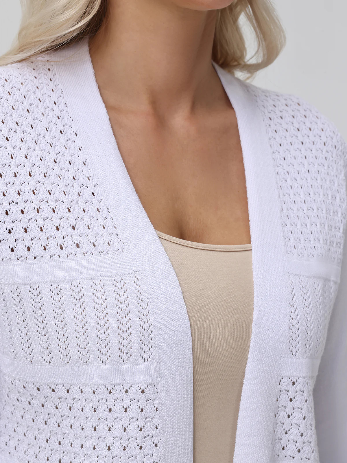 Pointelle Lace Ruffle Open Cardigan | 89th + Madison