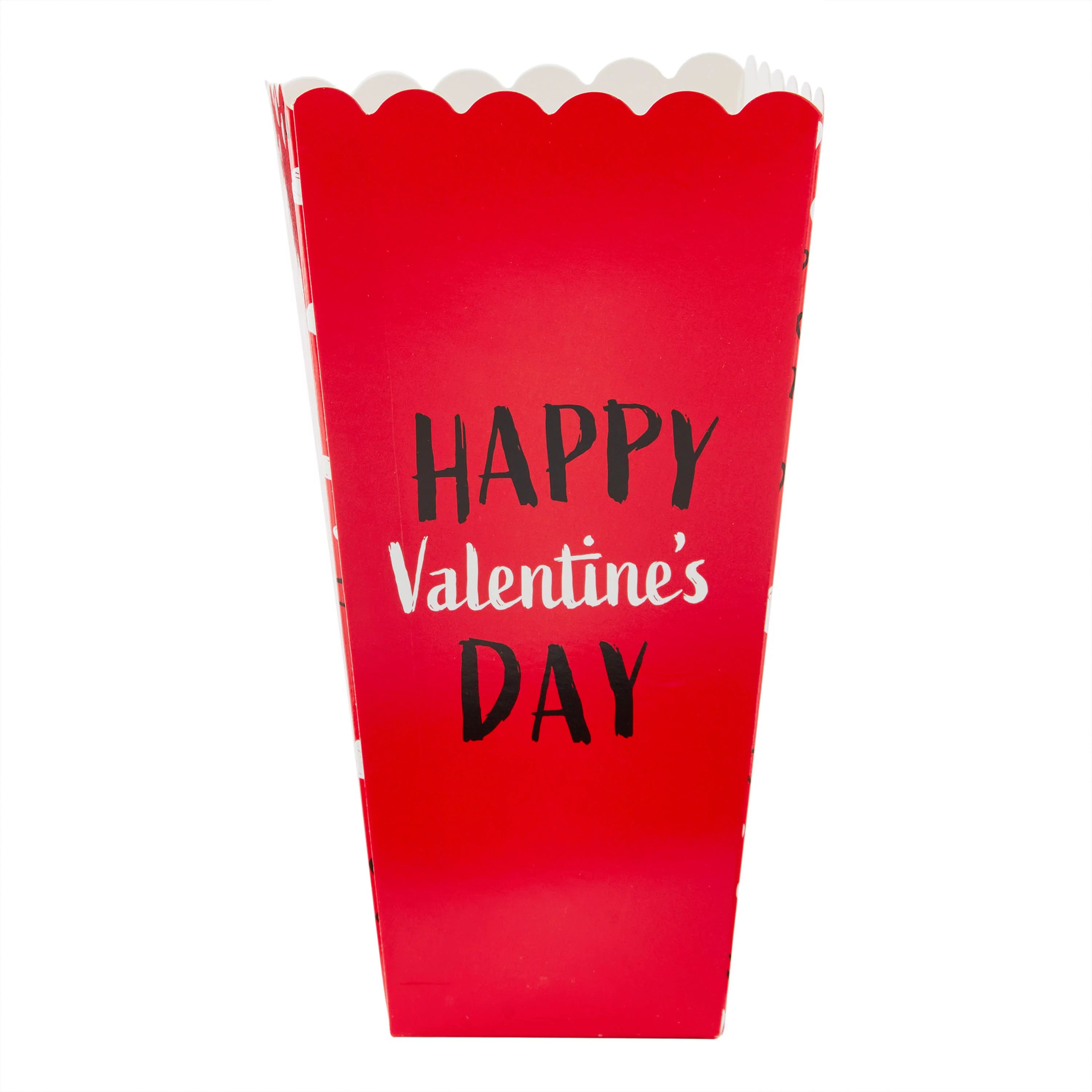 WAY TO CELEBRATE! Happy Valentine's Day Popcorn Paper Boxes Red, 6 counts, 3.75"x3.75"x7" - Walma... | Walmart (US)