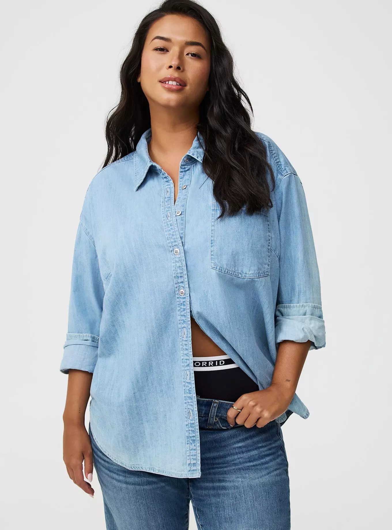 Oversized Denim Tunic Shirt | Torrid (US & Canada)