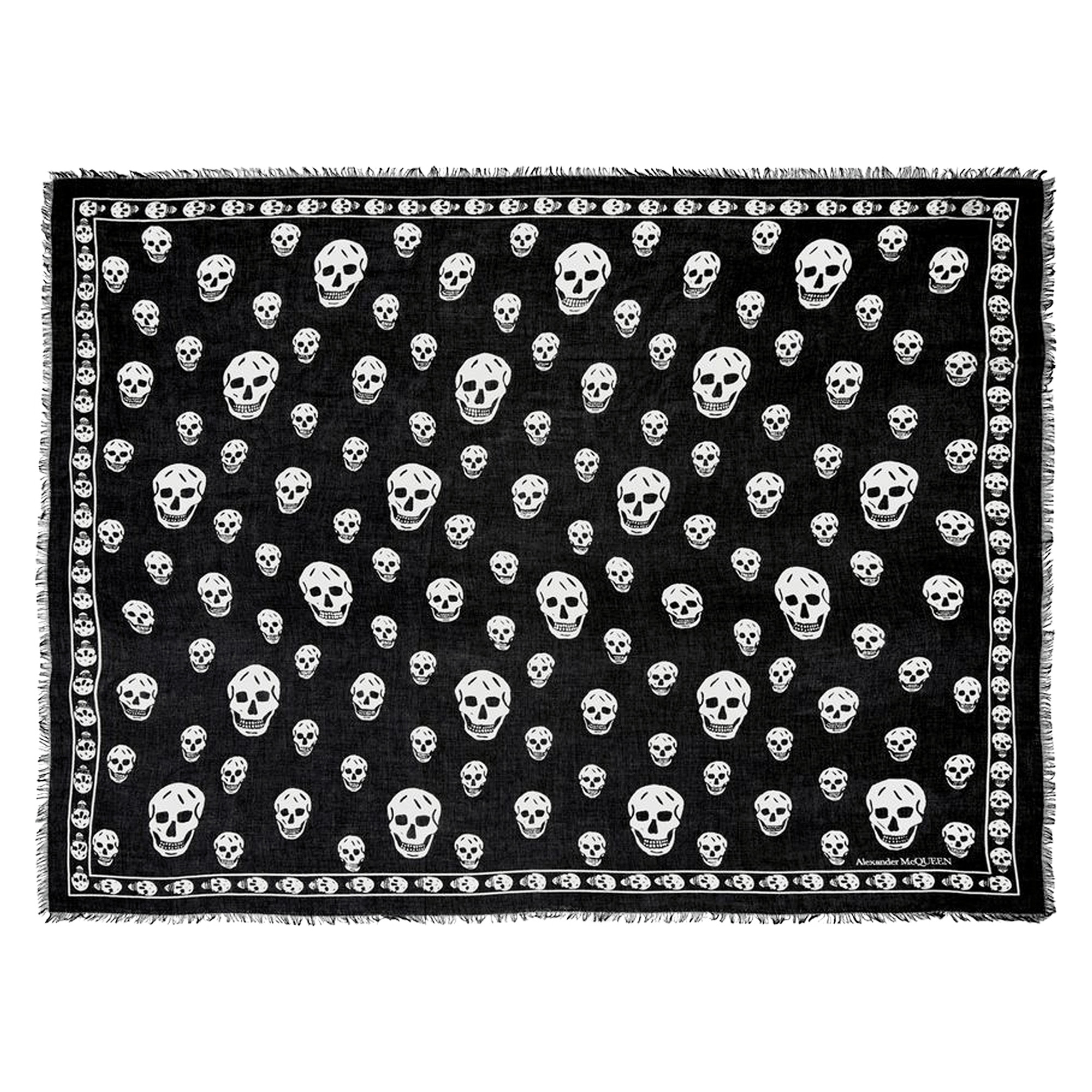 Alexander McQueen Skull Scarf 'Black/Ivory' | GOAT