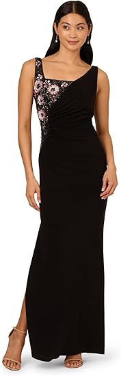 Adrianna Papell Women's Bead Jersey Long Dress | Amazon (US)