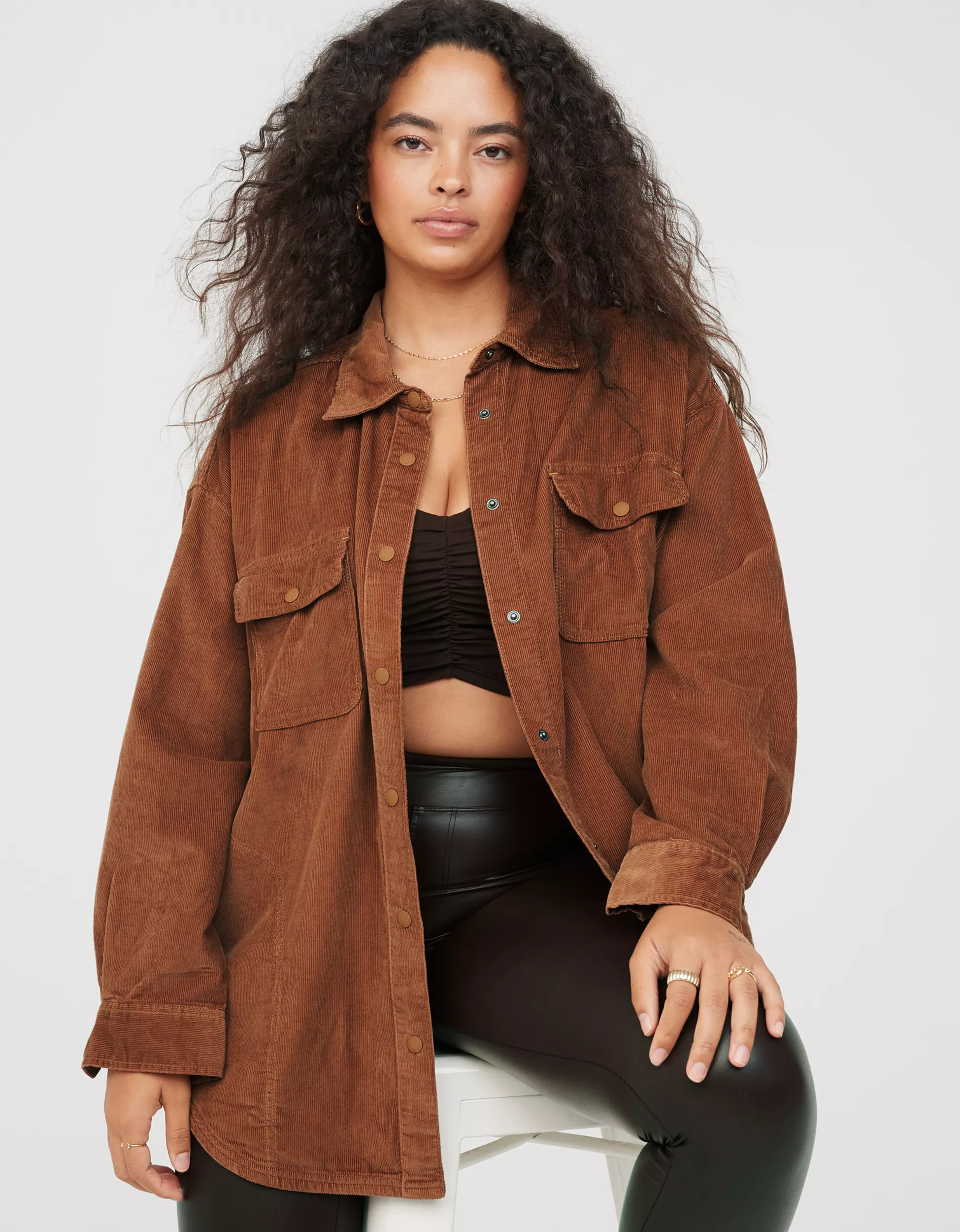 OFFLINE By Aerie Oversized Corduroy Button Up | Aerie