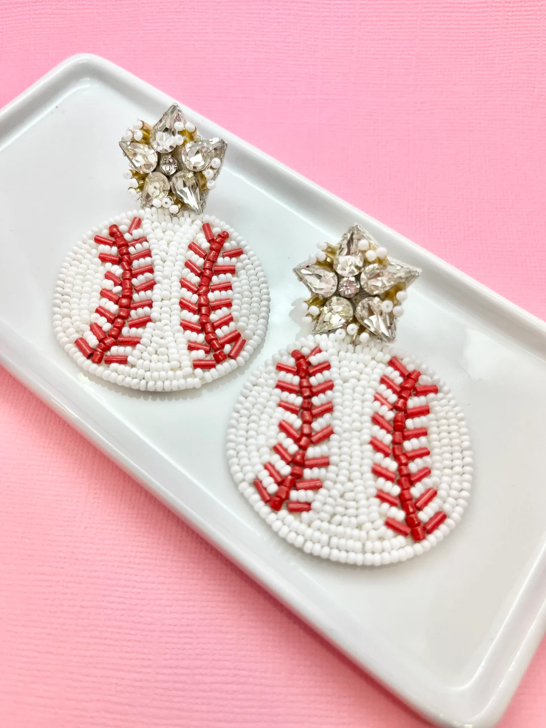 Beaded Glitz Baseball Earrings, Summer Earrings, Baseball Mom, Baseball Jewelry, Sports Earrings,... | Etsy (US)