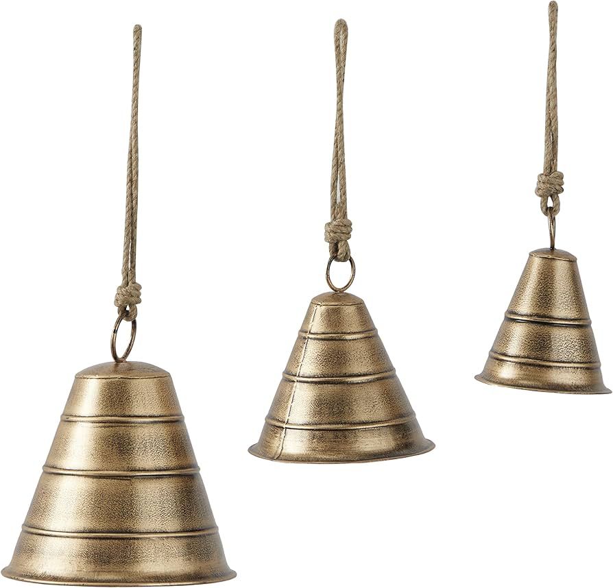 Deco 79 Metal Tibetan Inspired Meditation Decorative Cow Bell with Jute Hanging Rope, Set of 3 10... | Amazon (US)