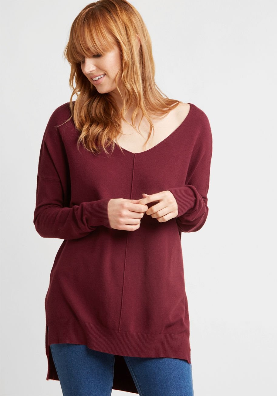 Double Lunch Date Sweater in Cranberry | Modcloth