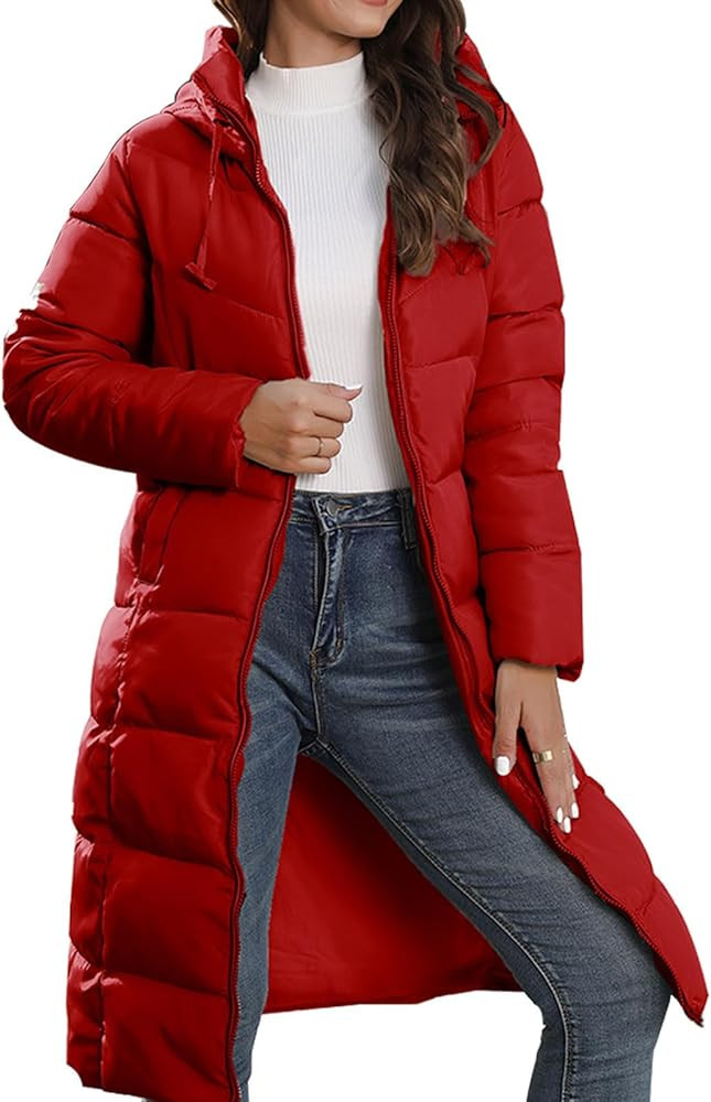 Gamivast Womens Thickened Down Jacket Long Winter Coat With Hood Puffer Coat Light Weight Jacket ... | Amazon (US)