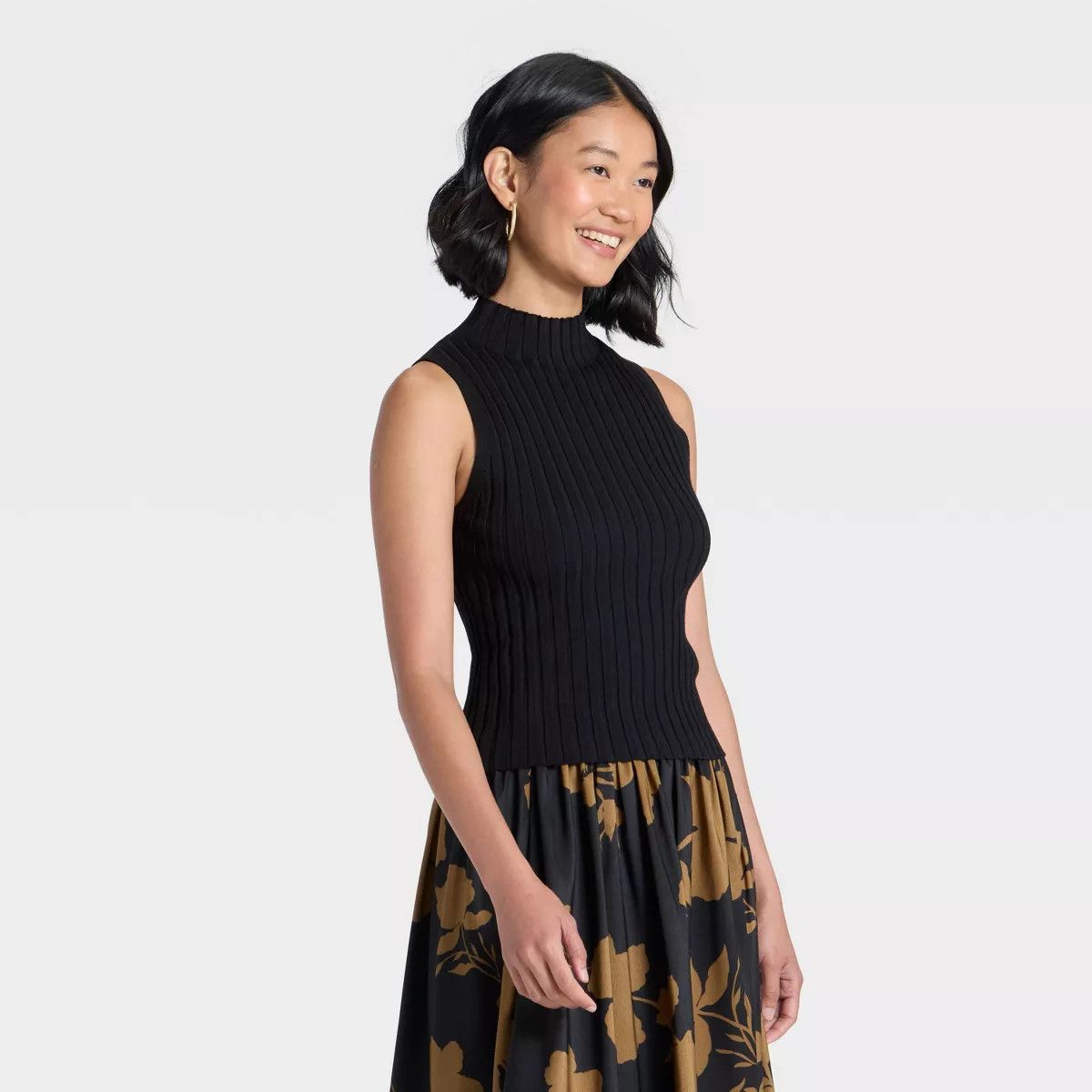 Women's Mock Neck Ribbed Sweater Tank - A New Day™ | Target