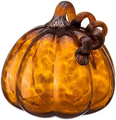 Diamond Star Decorative Hand-Blown Glass Pumpkin with Stem for Halloween Thanksgiving Fall Harves... | Amazon (US)
