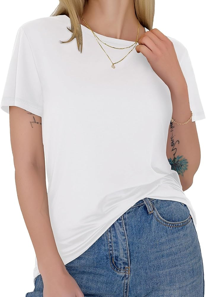 GAYHAY T-Shirts for Women - Short Sleeve Basic Tees Soft Crew Neck Trendy Summer Tops for Casual ... | Amazon (US)