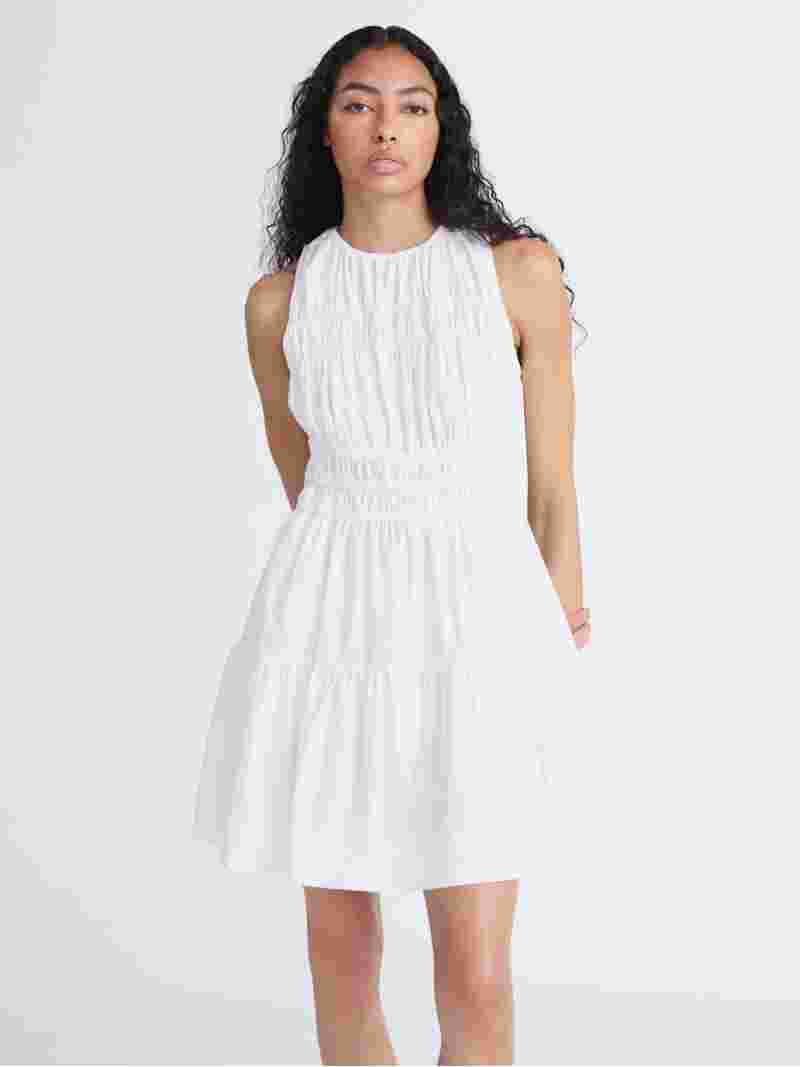Free Assembly Women's Sleeveless Smocked Cotton Mini Dress with Back Tie, Sizes XS-XXL | Walmart (US)