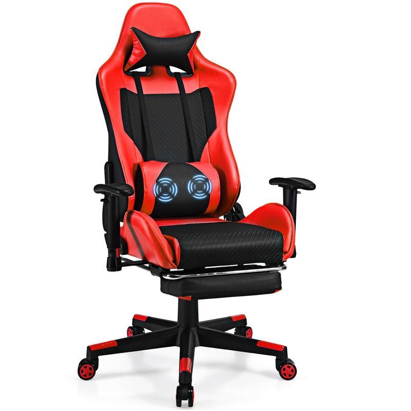 Costway Massage Gaming Chair Reclining Racing Office Computer Chair with Footrest Red | Target