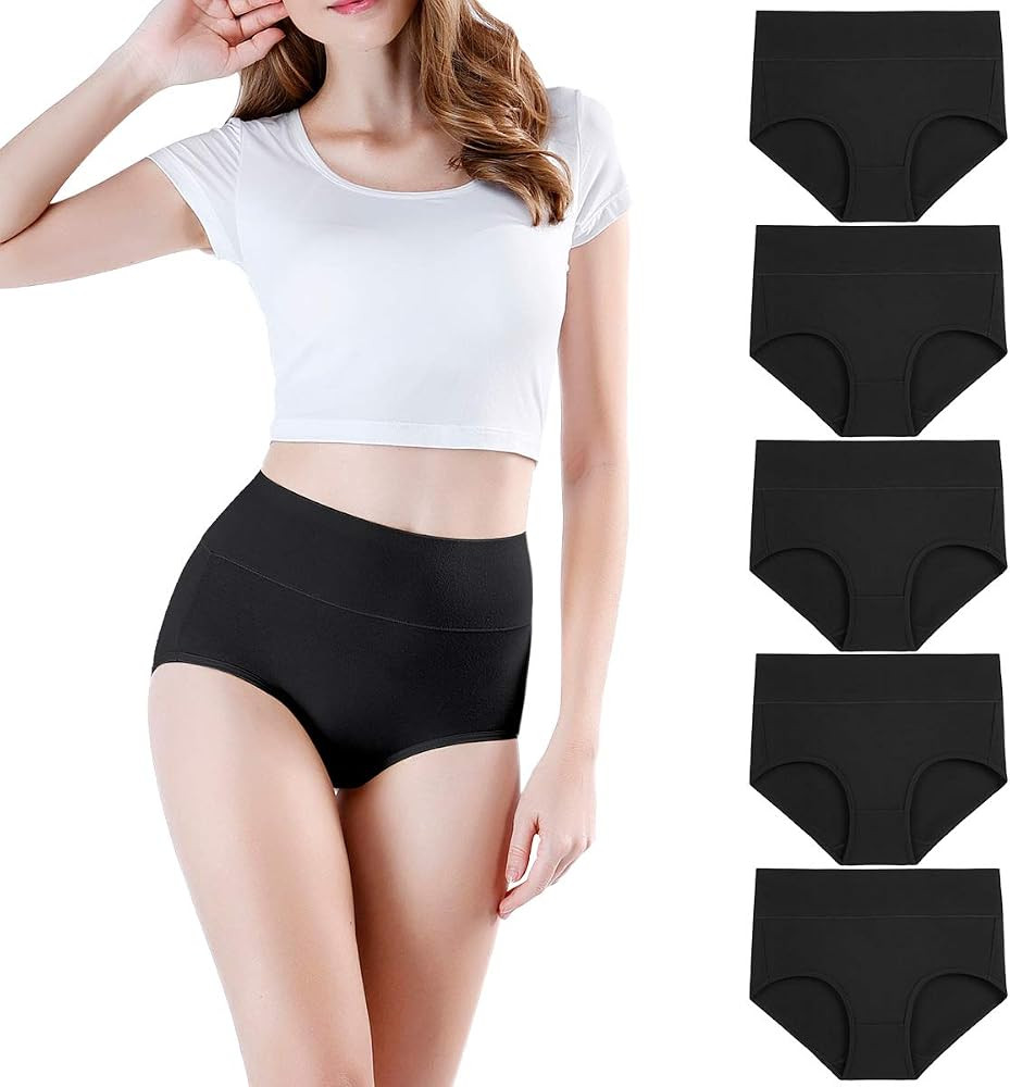 wirarpa Women's High Waisted Cotton Underwear Ladies Soft Full Briefs Panties Multipack | Amazon (US)
