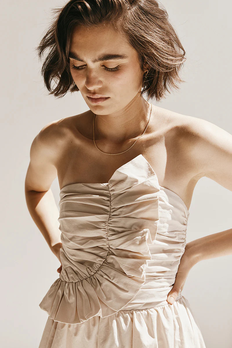 MIA STONE COTTON FRILL MIDI DRESS | DISSH