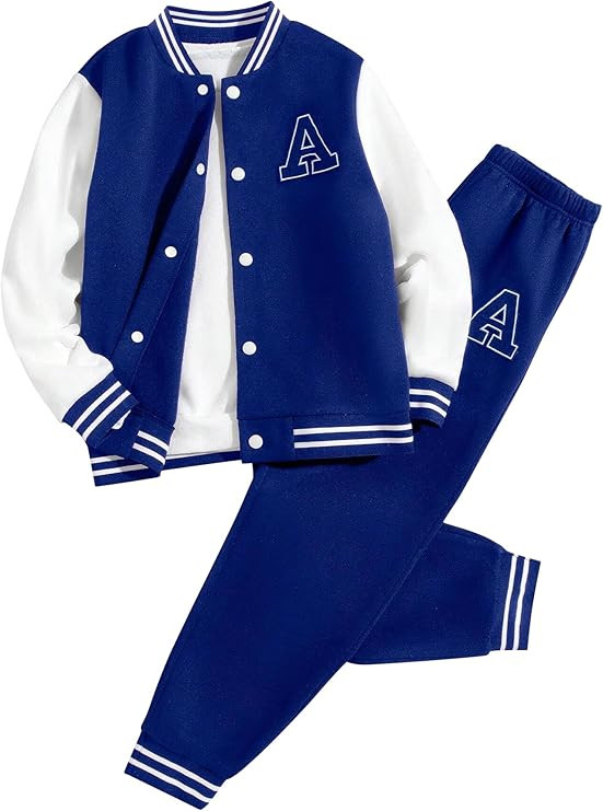 Boys Color Block Button Down Shirt and Jogger Pants Button Up Sweatsuits Sets (Size: 5-12T) | Amazon (US)