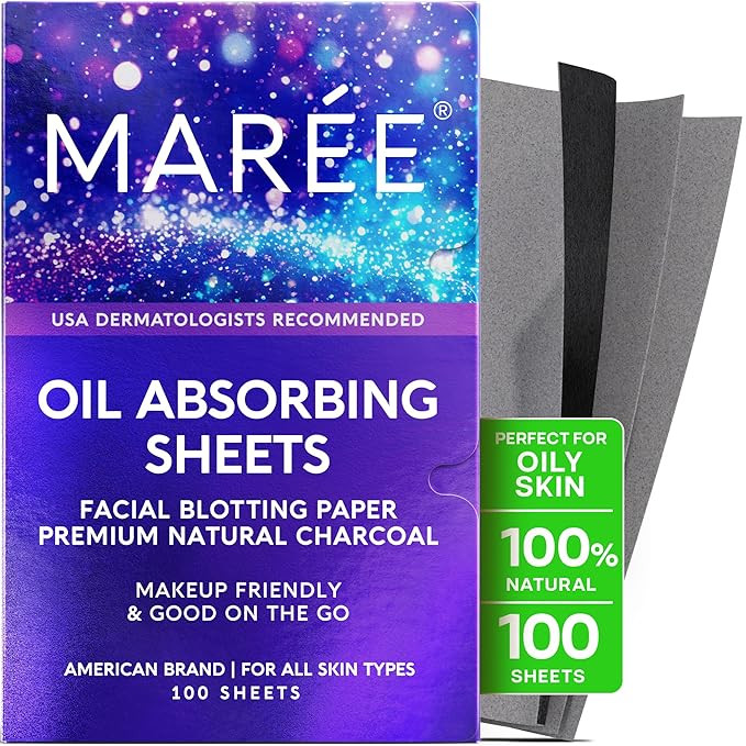 MAREE Oil Blotting Sheets for Face (100 Sheets) - Mineral Blotting Papers For Face with Bamboo Ch... | Amazon (US)