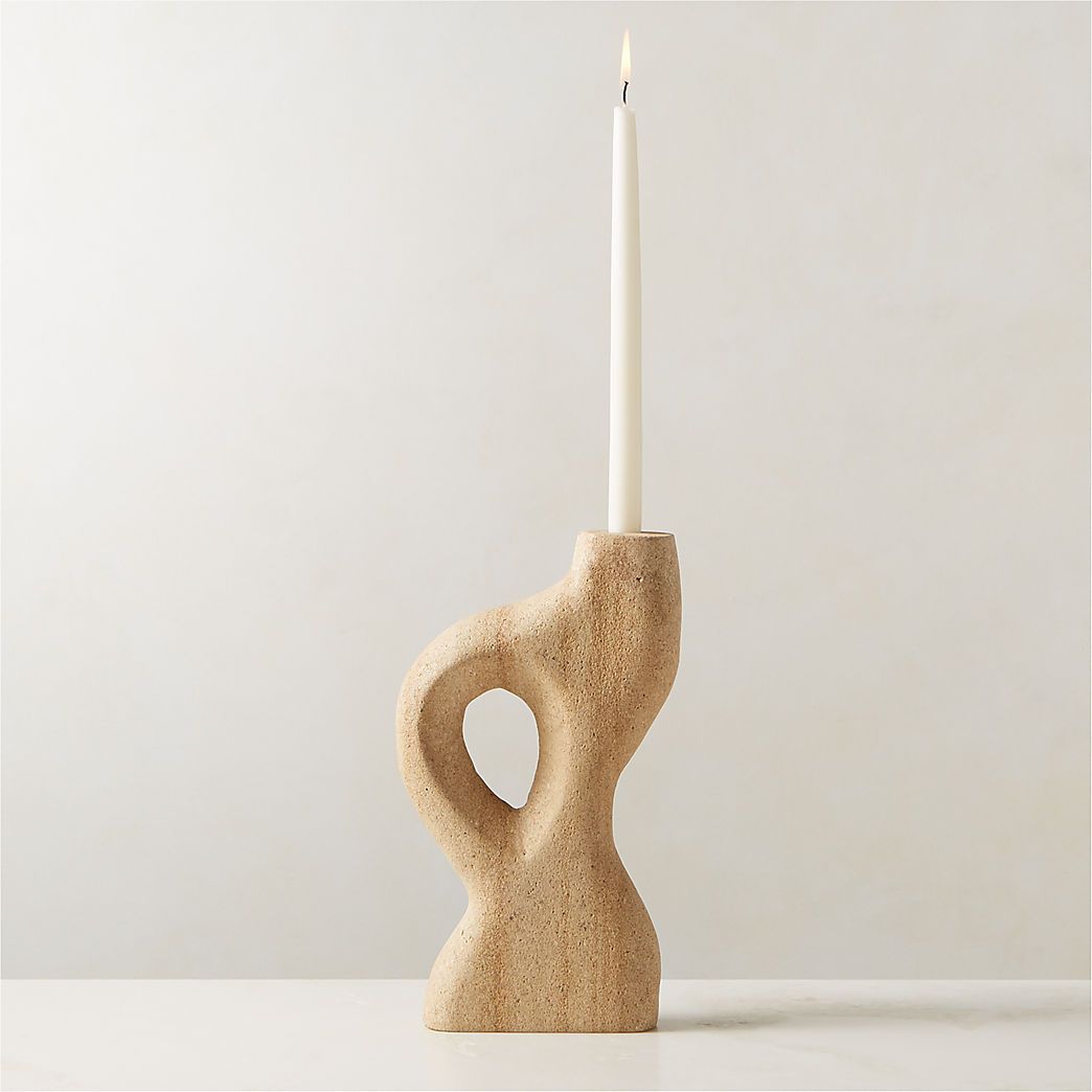 Tima Yellow Stone Taper Candle Holder Small + Reviews | CB2 | CB2