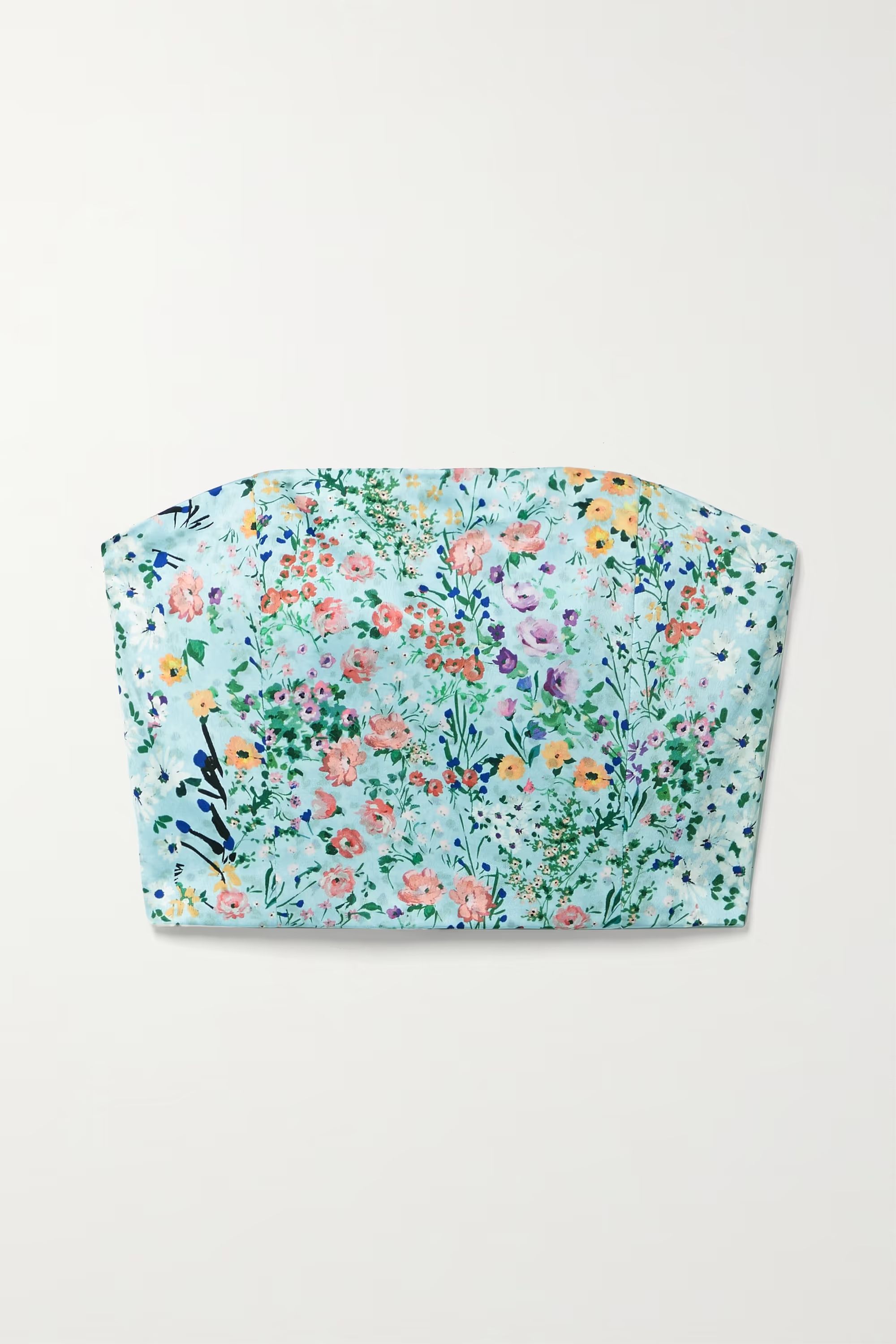 Ceresi smocked floral-print satin bandeau top | NET-A-PORTER (US)