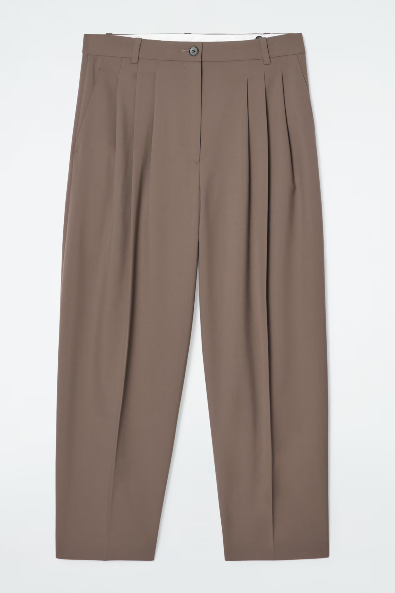 PLEATED BARREL-LEG WOOL TROUSERS - MOLE | COS | COS UK