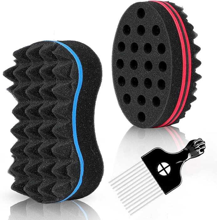 3Pcs Hair Styling Set for All - Curl Brush, Twist Sponge for Textured Hair with Metal Pick | Amazon (US)