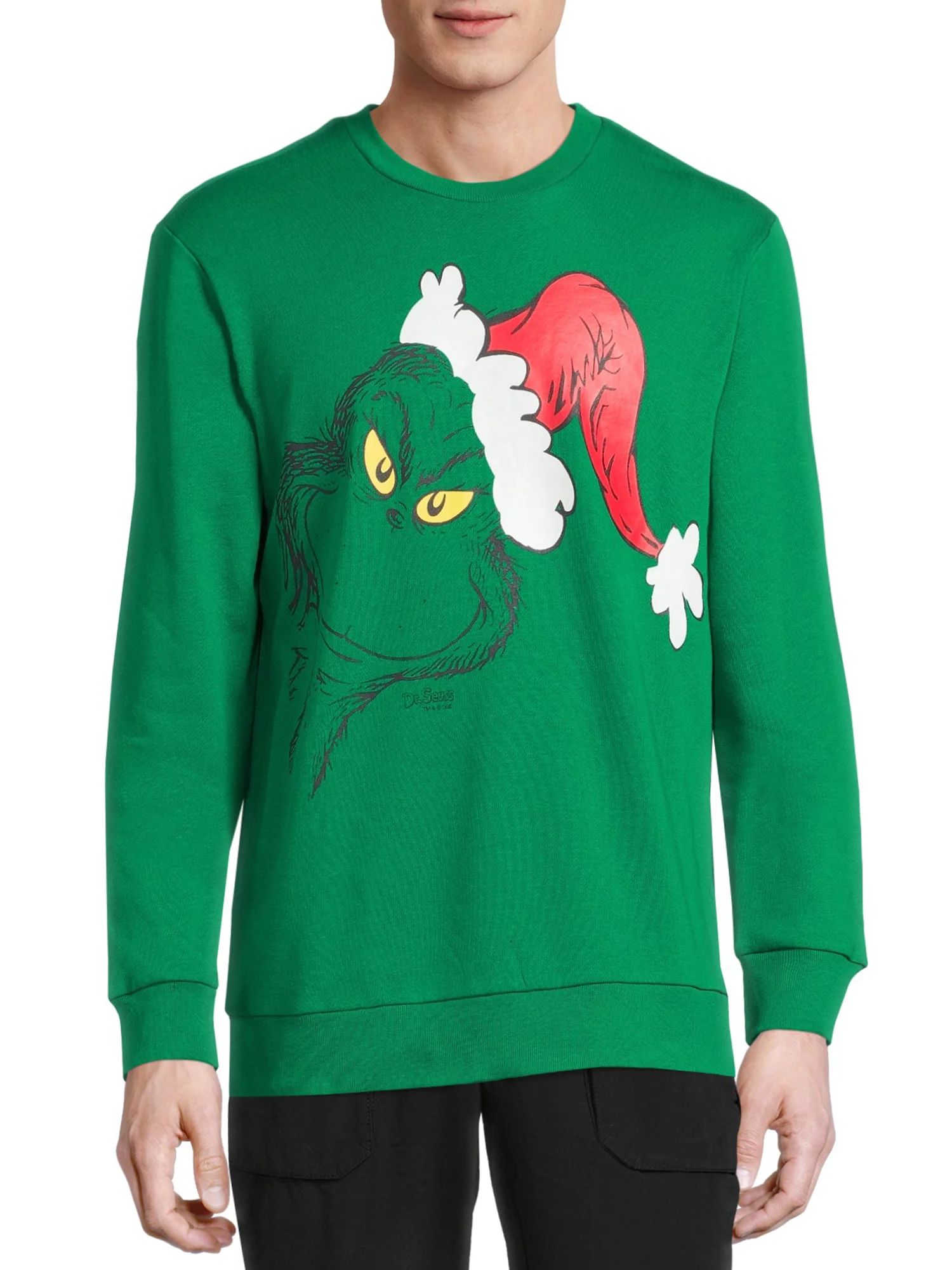 Dr. Seuss Grinch Santa Men's & Big Men's Fleece Graphic Sweatshirt | Walmart (US)