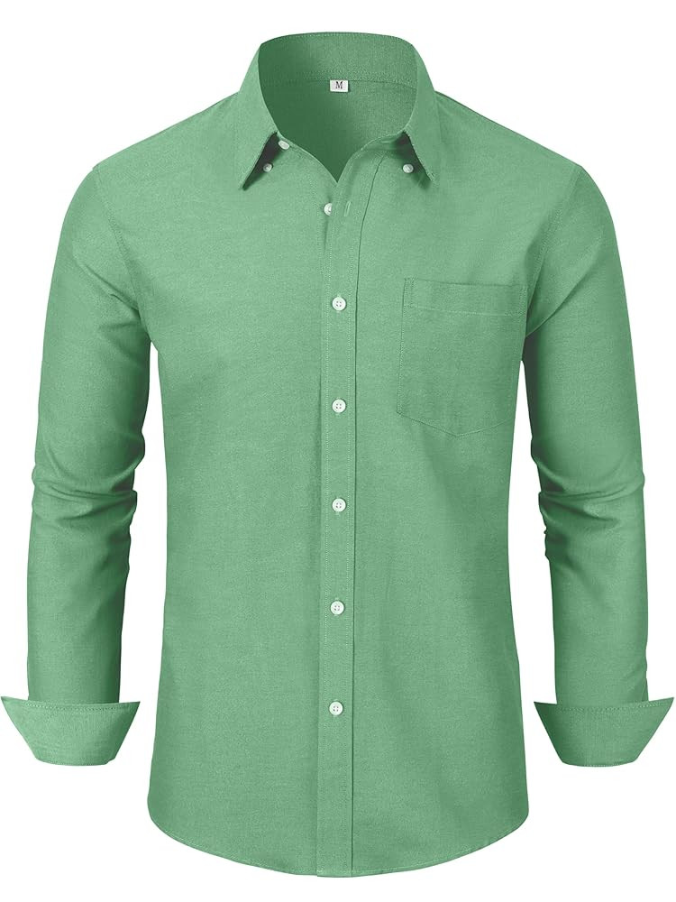 Grade 3.5 Wrinkle-Resistant Men's Lightweight Oxford Dress Shirts Long Sleeve Business Casual Poc... | Amazon (US)
