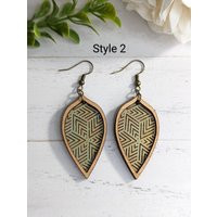 Wood Earrings, Teardrop Wood Earrings, Cherry Wooden Bohemian Dangle Earrings For Women, Mandala Earrings | Etsy (US)
