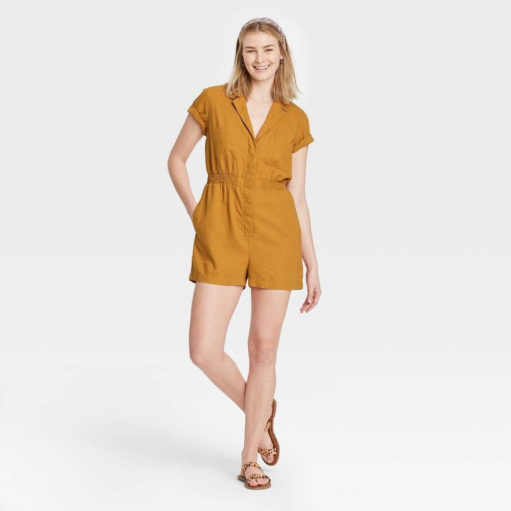 Women's Short Sleeve Boilersuit - Universal Thread Golden XL | Target