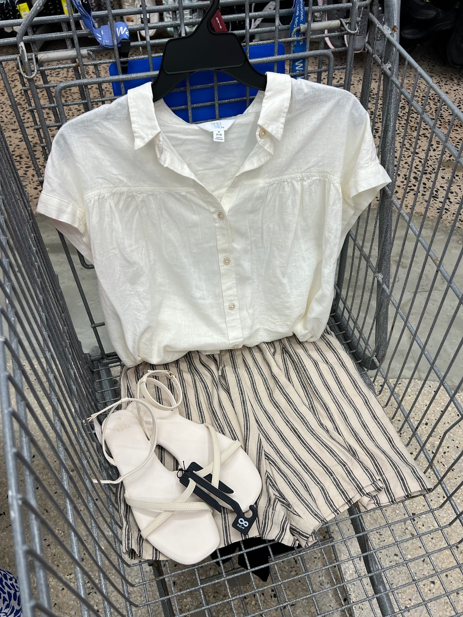 Easy Walmart summer outfit with soft shorts and camp shirt. #walmartfashion