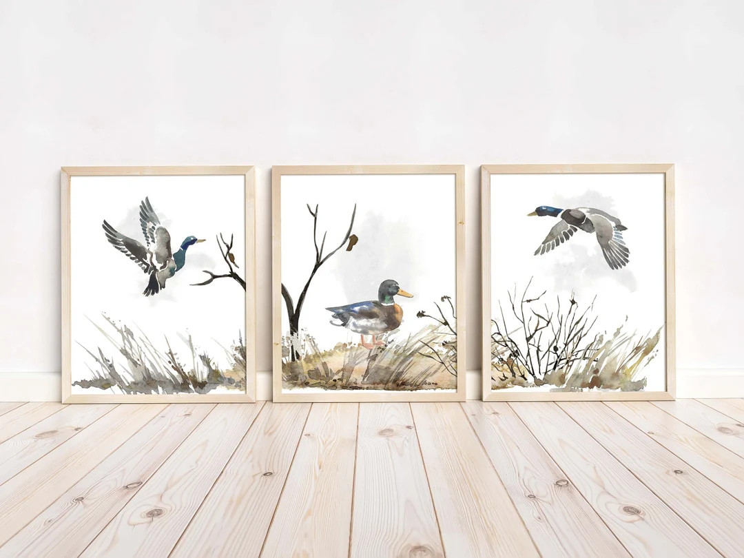 Ducks Hunting Wall Art, Hunting nursery decor, Duck Hunting Nursery art, Wall Prints for Boys Roo... | Etsy (US)