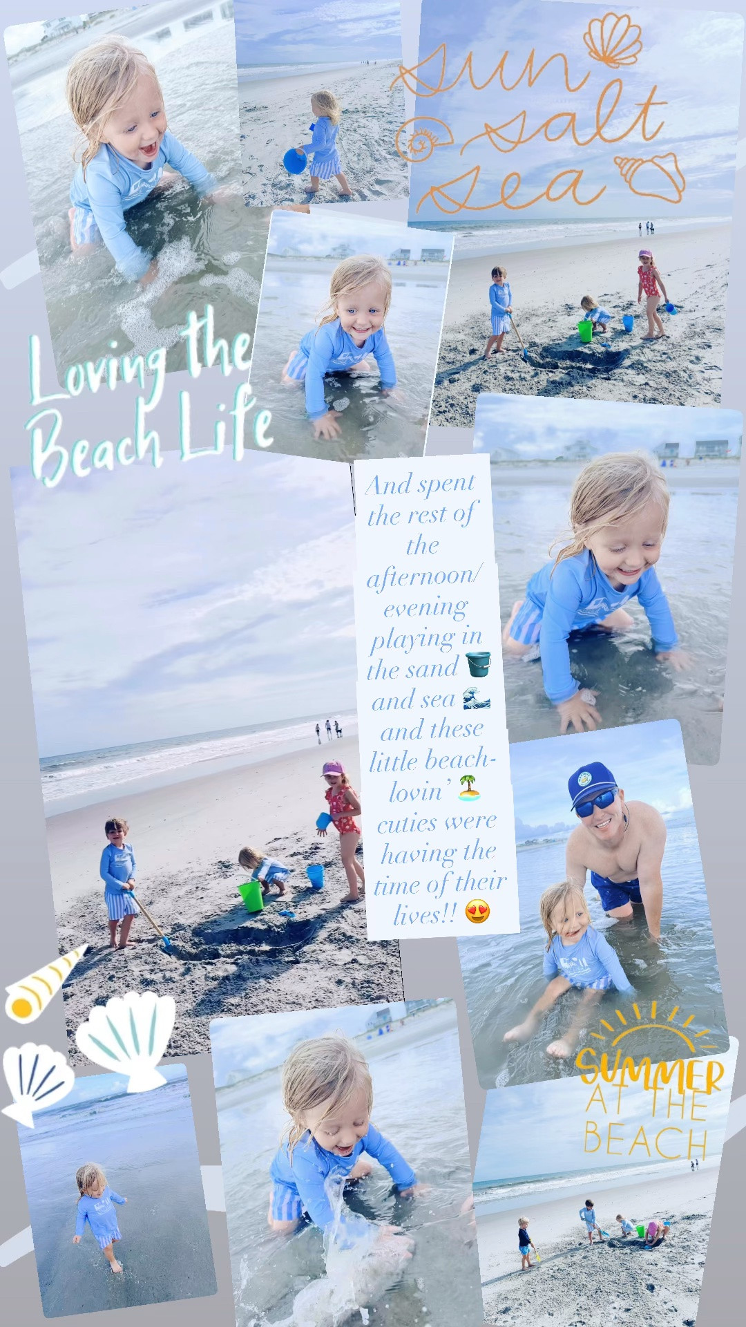 And spent the rest of the afternoon/evening playing in the sand 🪣 and sea 🌊 and these little beach-lovin’ 🏝️ cuties were having the time of their lives!! 😍