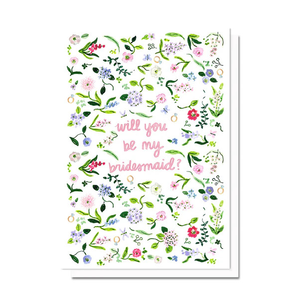 Bridesmaids Ask Cards,Champagne & Flower Print | Evelyn Henson