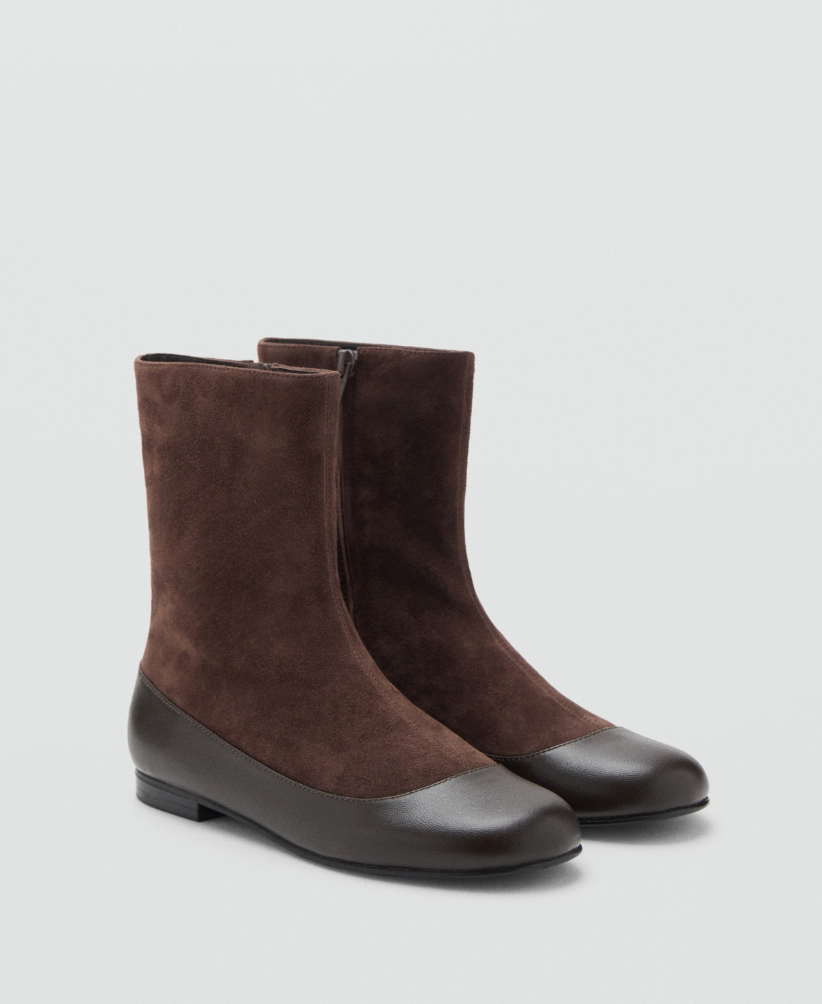 Mango Women's Combined Leather Ankle Boots - Chocolate | Macy's