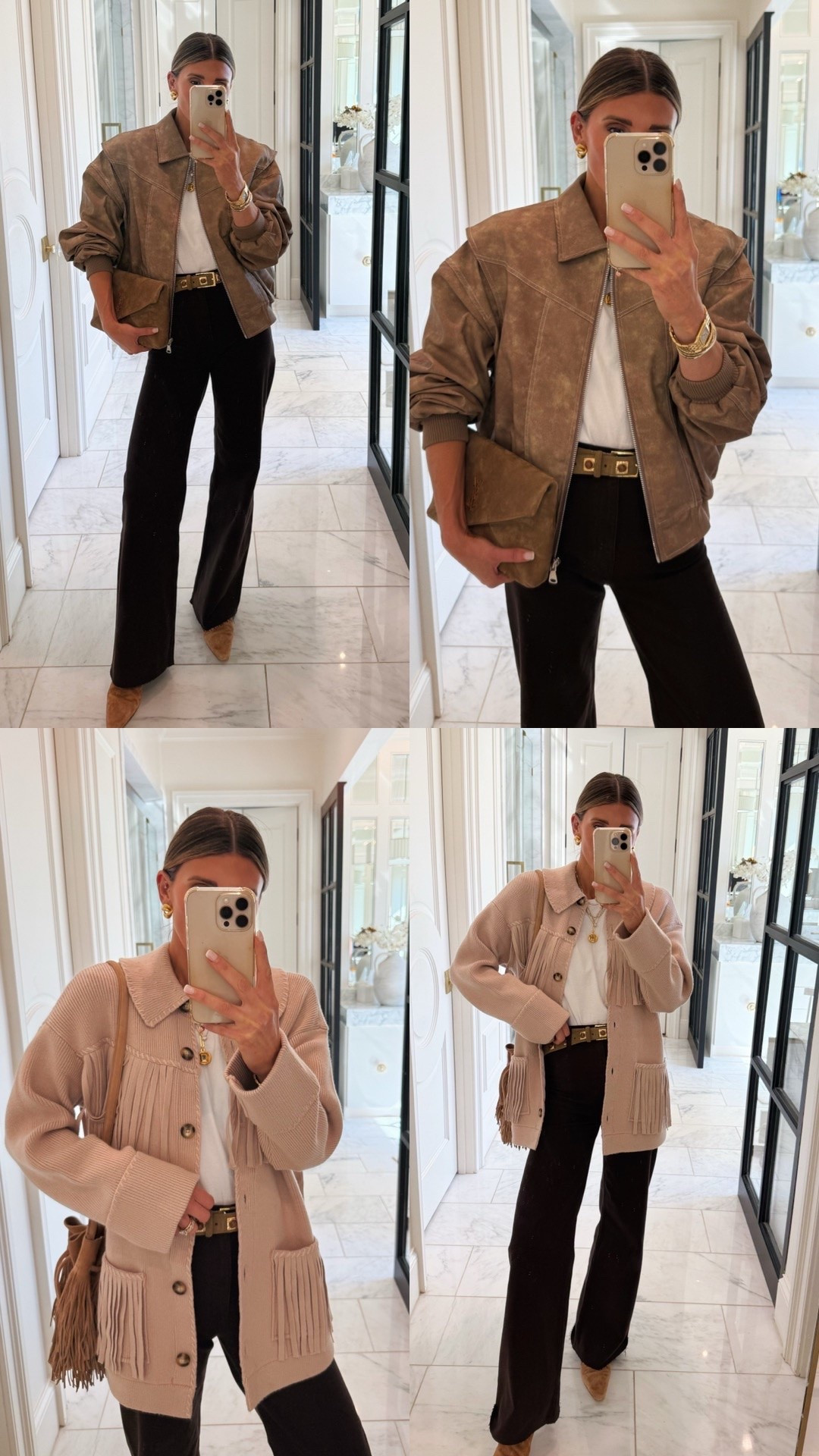Styling brown wide leg jeans