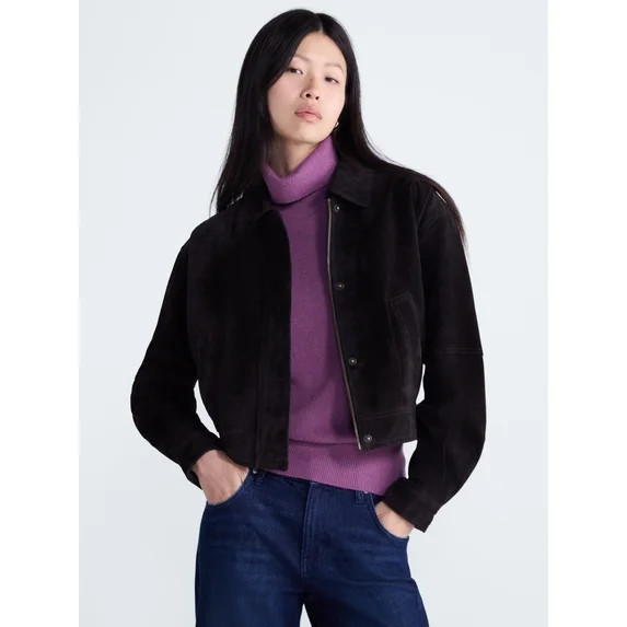 Scoop Women’s and Women’s Plus Cropped Suede Jacket, Sizes XS-4X | Walmart (US)