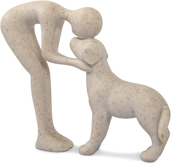 Abstract Resin Hand-Painted Sculpture of Person and Dog Bonding – Head-to-Head Intimate Figurin... | Amazon (US)