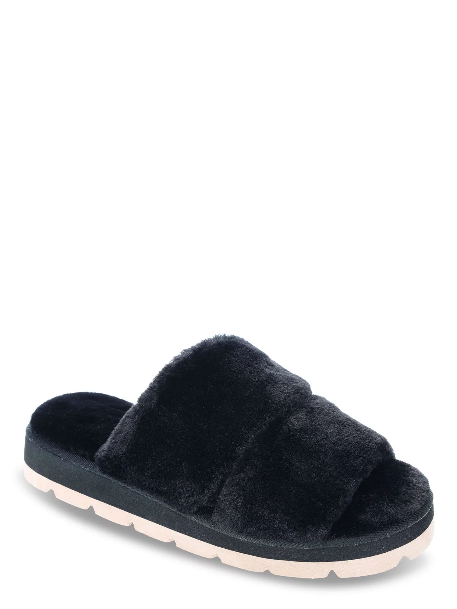 No Boundaries Juniors Fur Platform Shoes Black, Sizes 6-11 | Walmart (US)