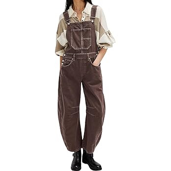 loveimgs Women Y2k Baggy Barrel Jeans Overalls Wide Leg Denim Pants Bib Overalls Jumpsuit Boyfrie... | Amazon (US)
