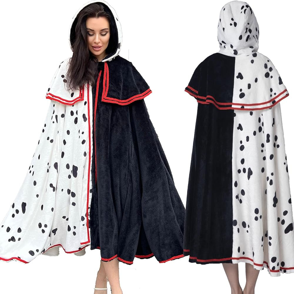 Deville Costume Women Halloween Cosplay Witch Cloak with Hooded Open Front Coat Plush Thick Dalma... | Amazon (US)
