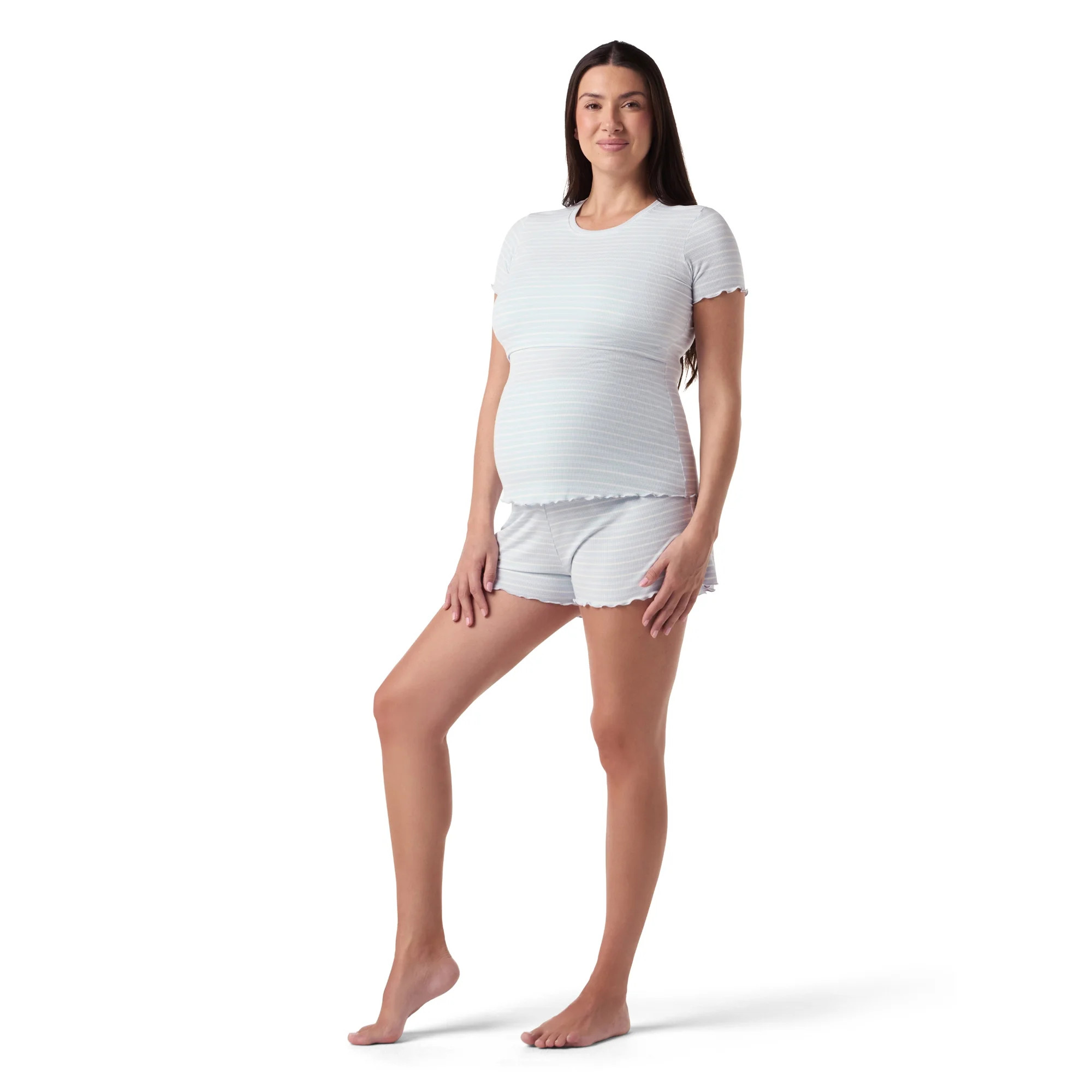Ingrid & Isabel For Every Belly Women's Maternity Ribbed T-Shirt & Short Sleep Set, Sizes S-XXXL | Walmart (US)