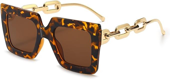 Gleyemor Vintage Oversized Square Sunglasses for Women, Retro Womens Luxury Big Sun Glasses UV400... | Amazon (US)