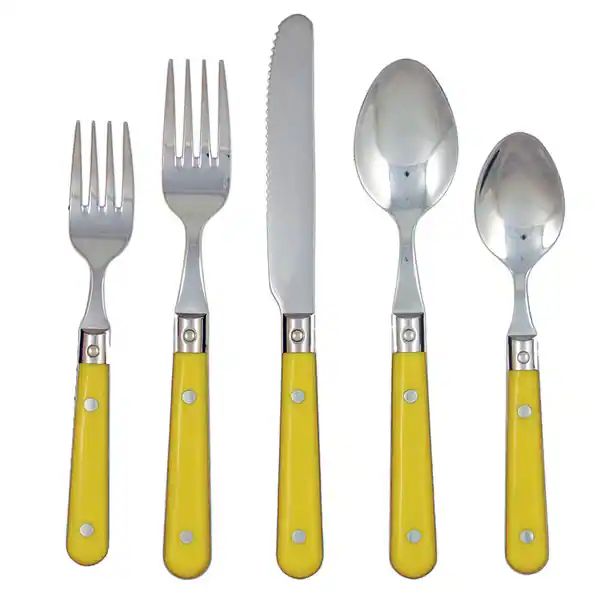 Ginkgo Le Prix 20-piece Mimosa Yellow Stainless Steel Flatware Set | Bed Bath & Beyond