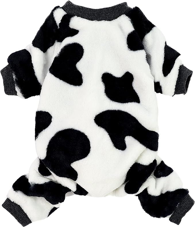 Fitwarm Adorable Milk Cows Pet Dog Clothes Comfy Velvet Winter Pajamas Coat Jumpsuit | Amazon (US)