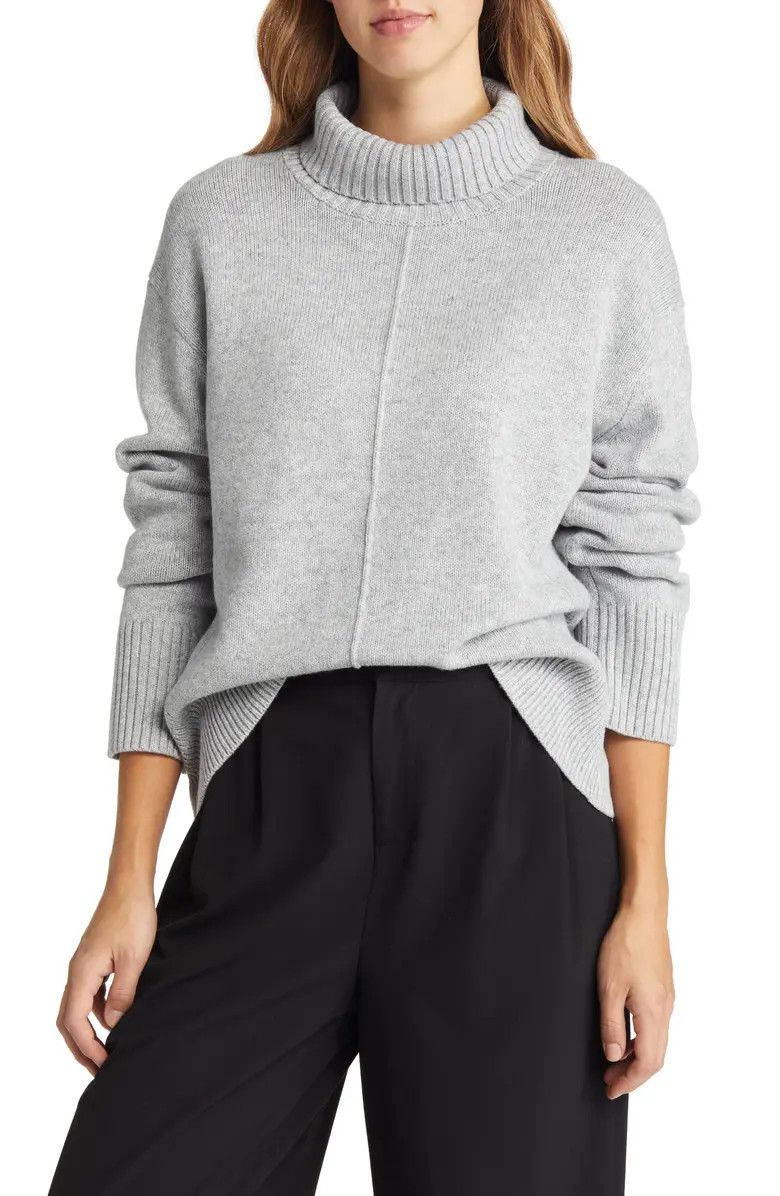 Nordstrom Boxy Cotton & Wool Turtleneck Sweater | Nordstrom | Nordstrom