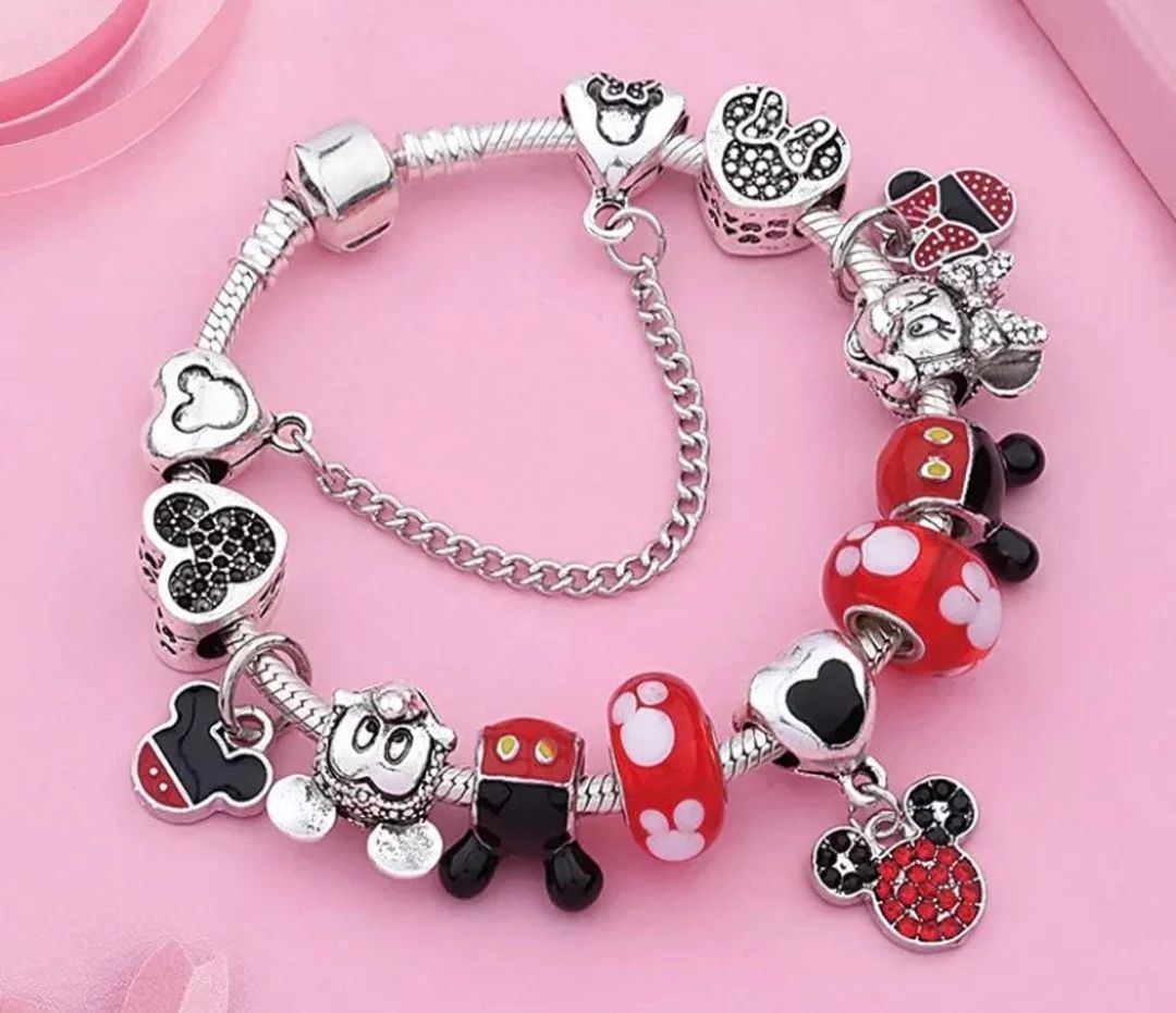 Kids Mickey/Minnie Mouse charm bracelet | Etsy (US)