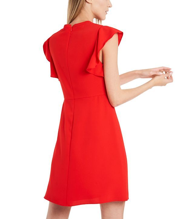 Riley & Rae Gwyn Ruffle-Sleeve Crepe Dress, Created for Macy's & Reviews - Dresses - Women - Macy... | Macys (US)