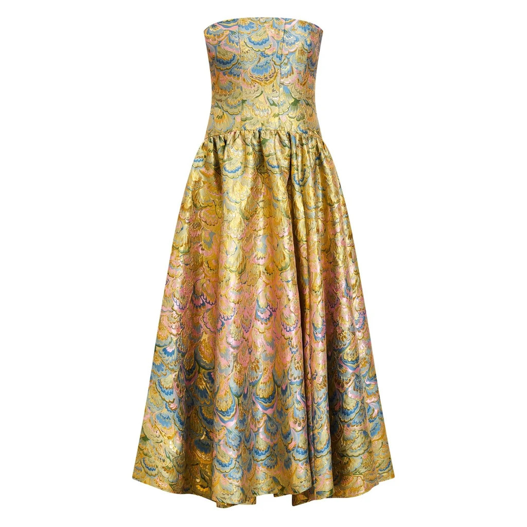 Nereida Dropwaist Gown in Gilded Marble | Over The Moon