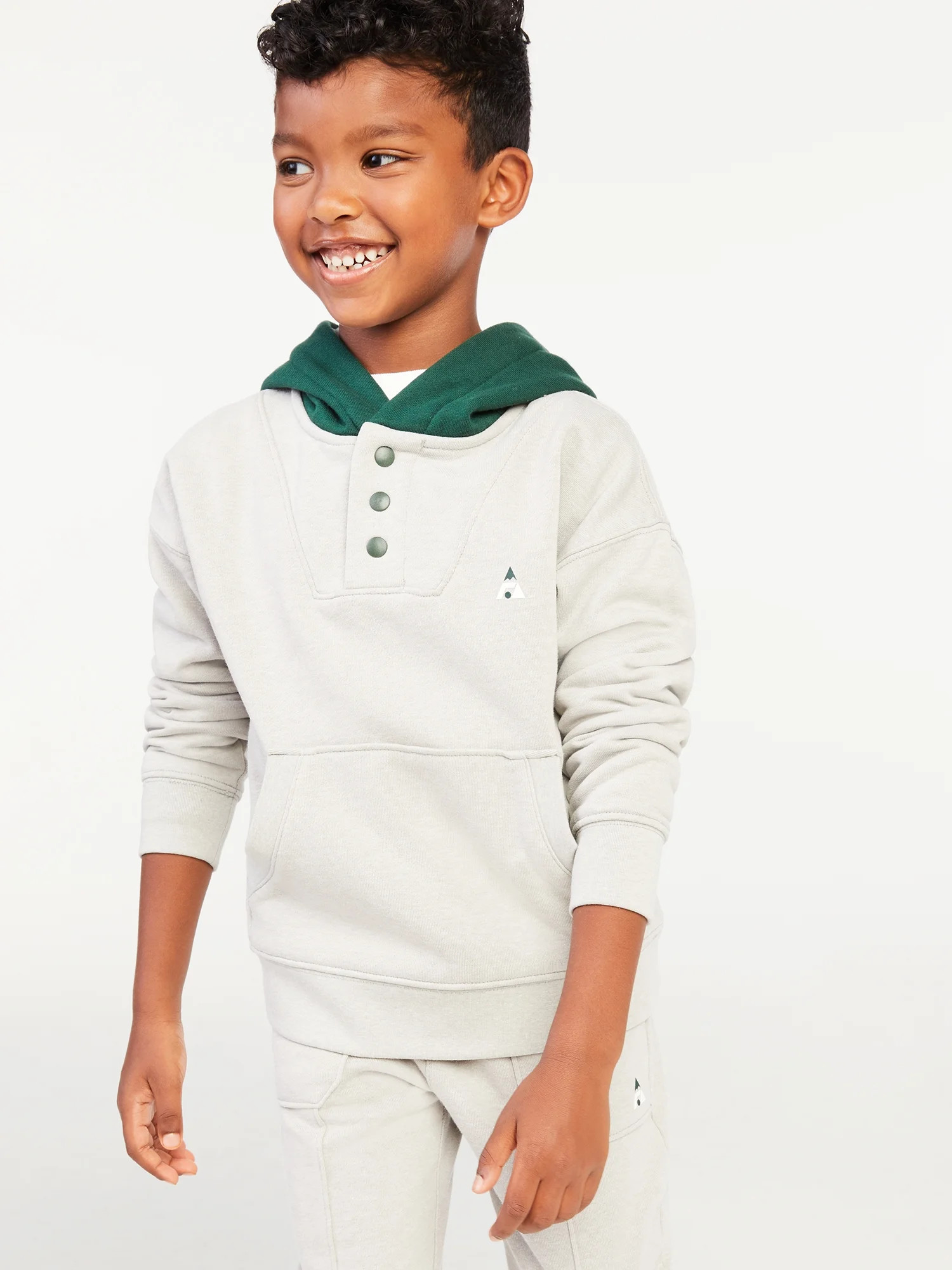 Free Assembly Boys Long Sleeve Henley Fleece Hoodie, Sizes 4-18 | Walmart (US)