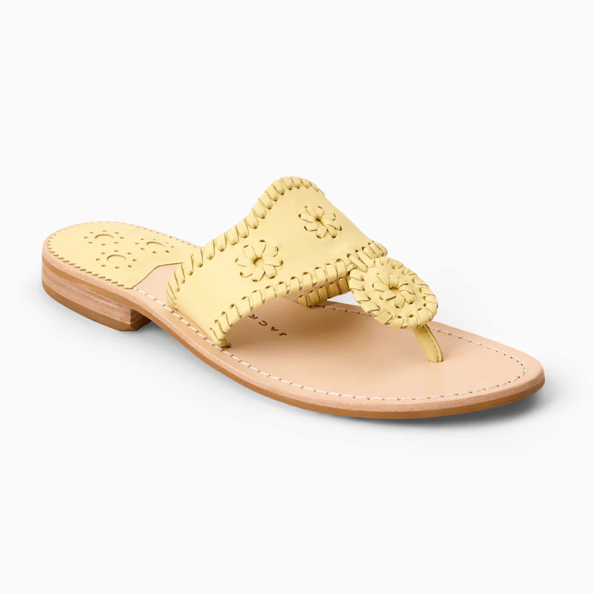Jack Rogers Jacks Flat Sandal — Pastel Yellow Nappa Leather | Jack Rogers