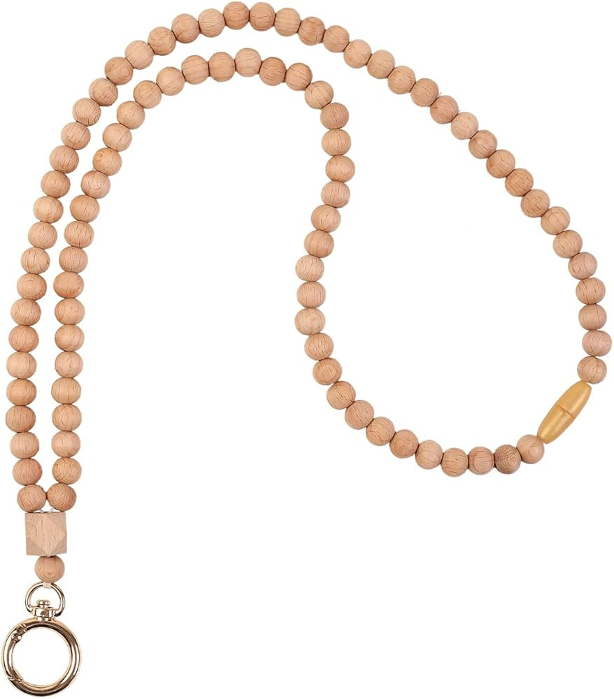 Wood Beaded Lanyards for Id Badges Holder, Teacher Breakaway Lanyard Boho Keychain Id Lanyard for... | Amazon (US)